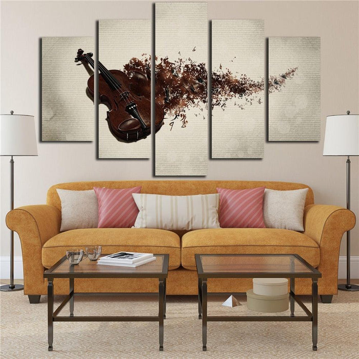 Violin Slowly Fading 5 Piece HD Multi Panel Canvas Wall Art Frame - Original Frame