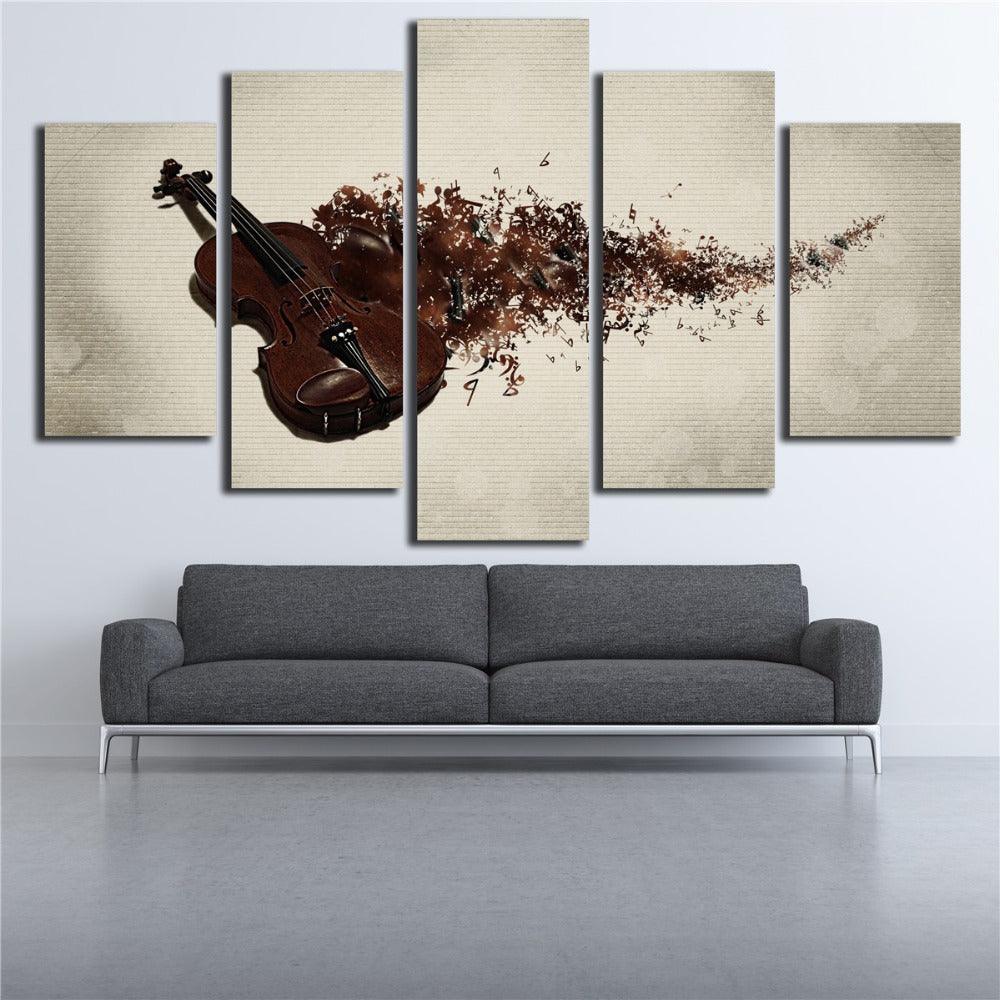 Violin Slowly Fading 5 Piece HD Multi Panel Canvas Wall Art Frame - Original Frame