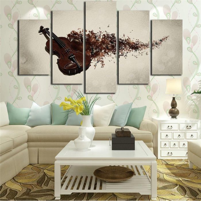 Violin Slowly Fading 5 Piece HD Multi Panel Canvas Wall Art Frame - Original Frame