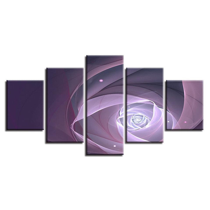 Purple Abstract Flower 5 Piece HD Multi Panel Canvas Wall Art - Original Frame