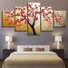 Red Plum Blossom 5 Piece HD Multi Panel Canvas Wall Art Frame - Original Frame