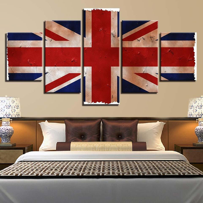 British Flag 5 Piece HD Multi Panel Canvas Wall Art Frame - Original Frame