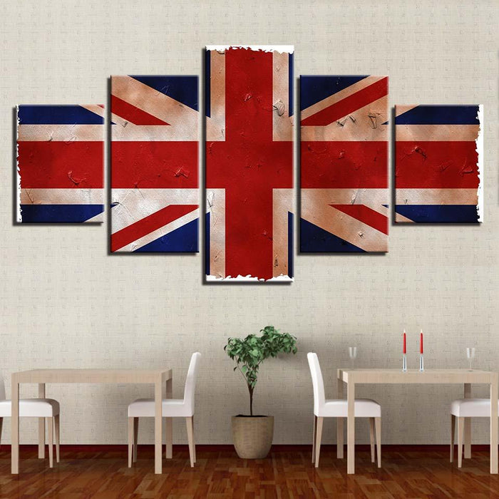 British Flag 5 Piece HD Multi Panel Canvas Wall Art Frame - Original Frame