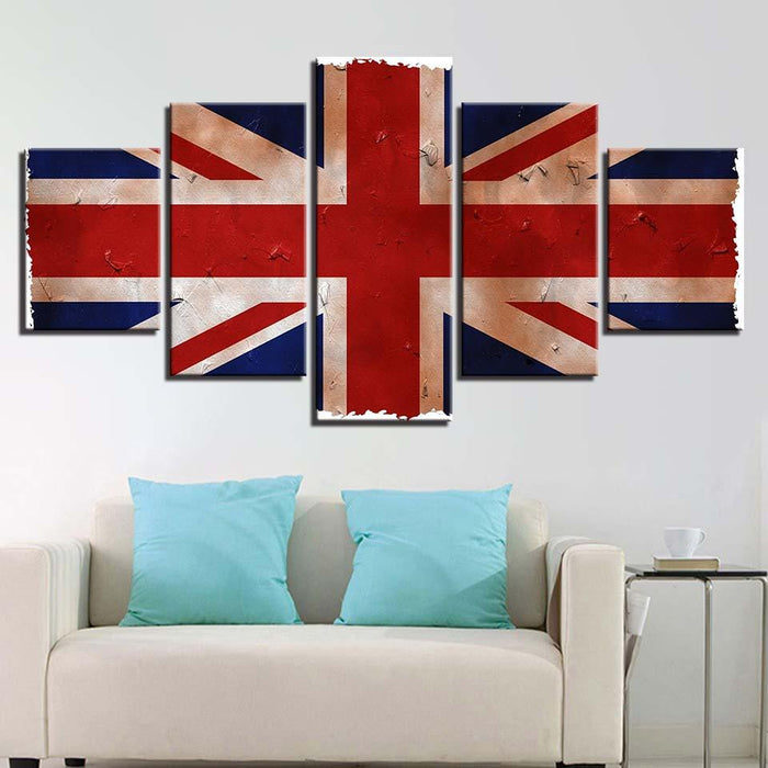 British Flag 5 Piece HD Multi Panel Canvas Wall Art Frame - Original Frame