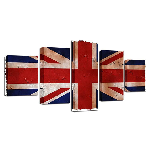 British Flag 5 Piece HD Multi Panel Canvas Wall Art Frame - Original Frame