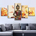 Buddha Statue Fishes And Flowers 5 Piece HD Multi Panel Canvas Wall Art Frame - Original Frame