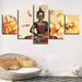 Buddha Statue Fishes And Flowers 5 Piece HD Multi Panel Canvas Wall Art Frame - Original Frame