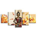 Buddha Statue Fishes And Flowers 5 Piece HD Multi Panel Canvas Wall Art Frame - Original Frame