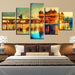 Golden Temple Landscape 5 Piece HD Multi Panel Canvas Wall Art Frame - Original Frame