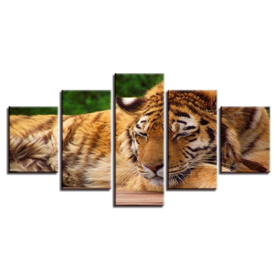Tiger 5 Piece HD Multi Panel Canvas Wall Art Frame - Original Frame