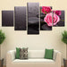 Pink Rose 5 Piece HD Multi Panel Canvas Wall Art Frame - Original Frame