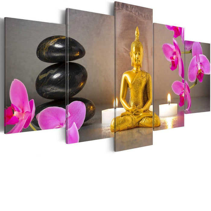 Buddha Statue 5 Piece HD Multi Panel Canvas Wall Art Frame - Original Frame