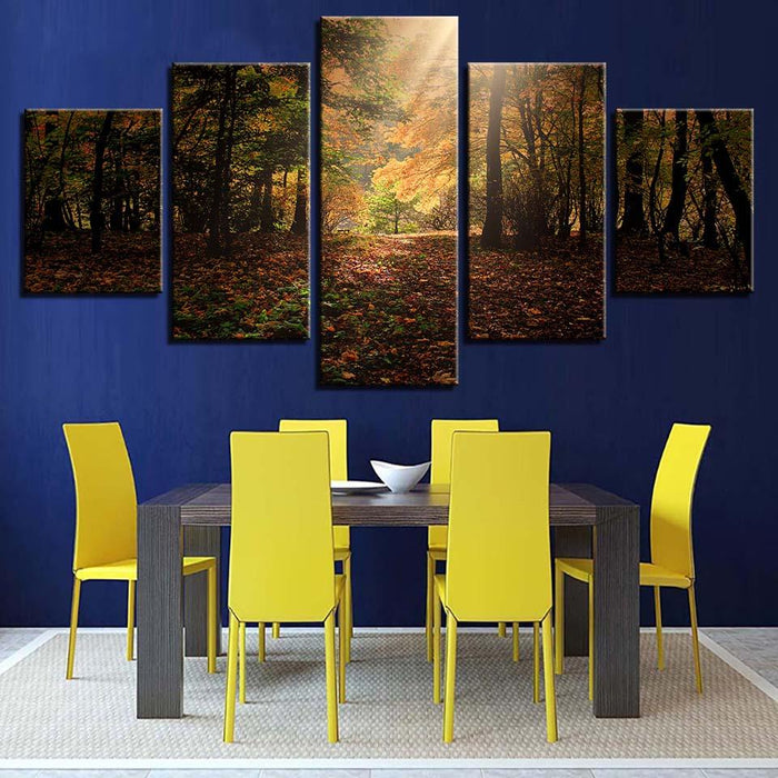 Autumn Light 5 Piece HD Multi Panel Canvas Wall Art Frame - Original Frame