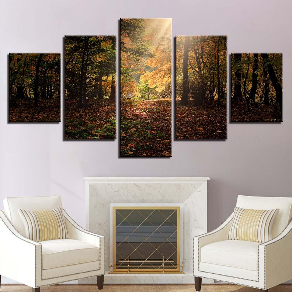 Autumn Light 5 Piece HD Multi Panel Canvas Wall Art Frame - Original Frame