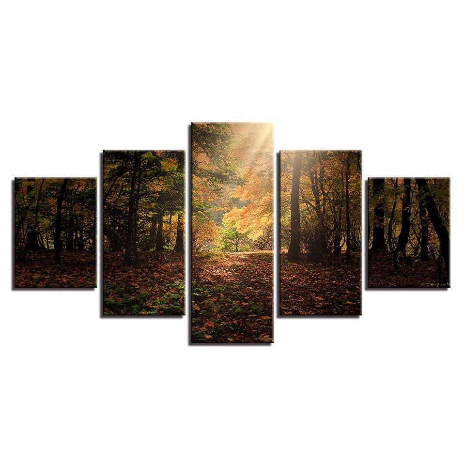 Autumn Light 5 Piece HD Multi Panel Canvas Wall Art Frame - Original Frame