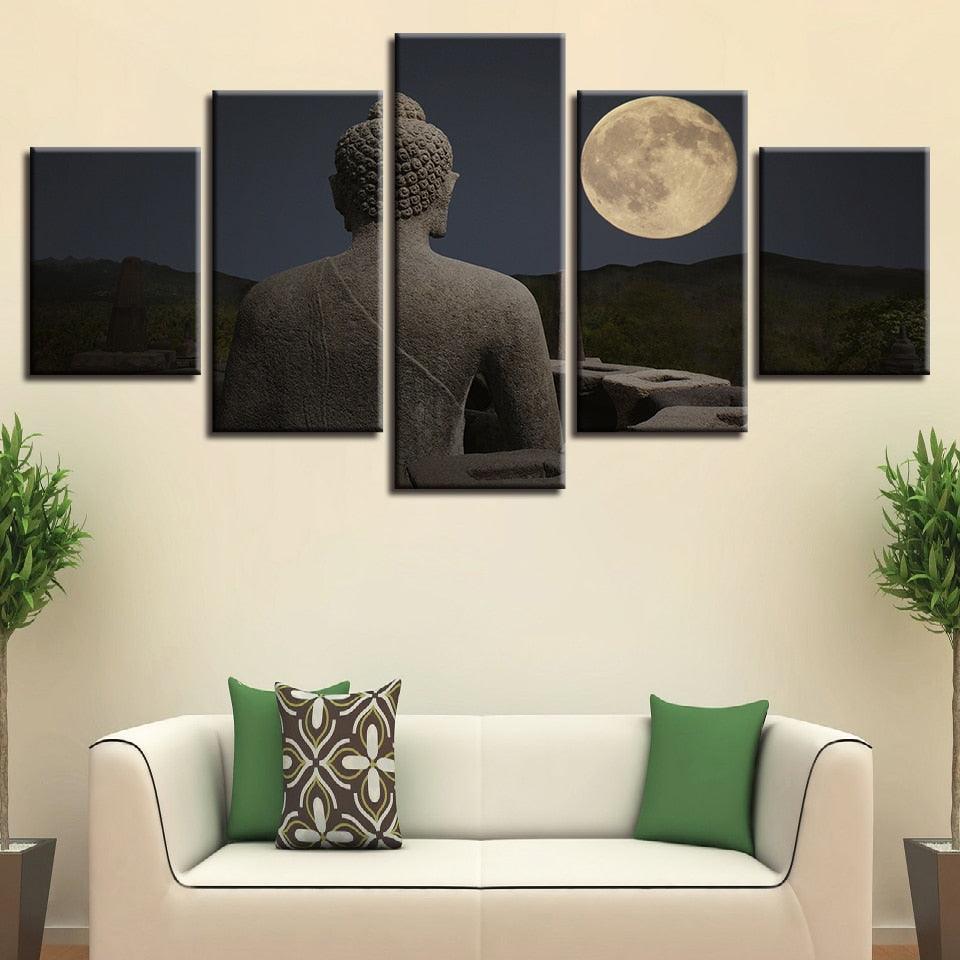 Figure Of The Buddha 5 Piece HD Multi Panel Canvas Wall Art Frame - Original Frame