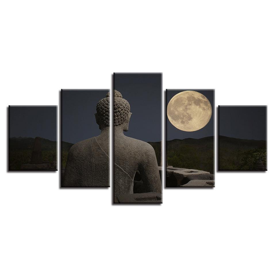 Figure Of The Buddha 5 Piece HD Multi Panel Canvas Wall Art Frame - Original Frame