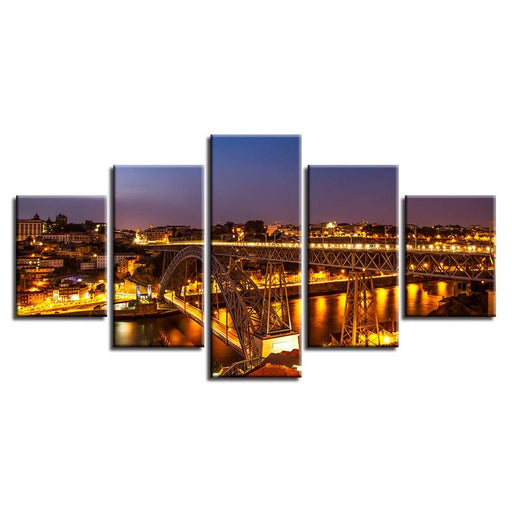 Porto Ponte Dom Luis 5 Piece HD Multi Panel Canvas Wall Art Frame - Original Frame