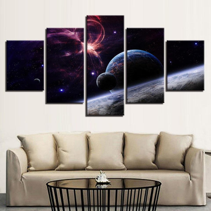 Universe Space 5 Piece HD Multi Panel Canvas Wall Art Frame