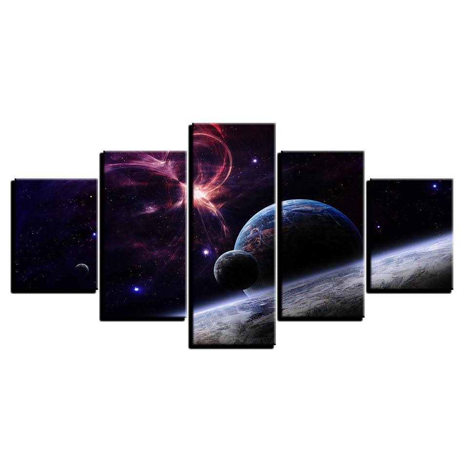 Universe Space 5 Piece HD Multi Panel Canvas Wall Art Frame - Original Frame