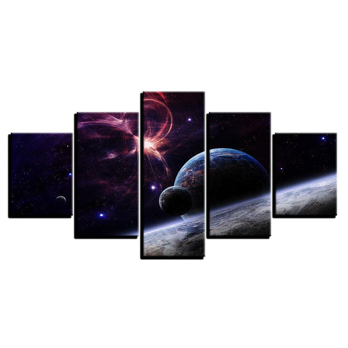 Universe Space 5 Piece HD Multi Panel Canvas Wall Art Frame