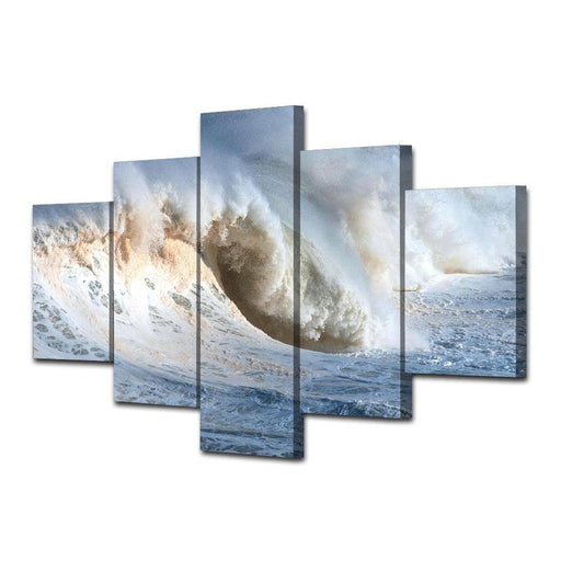 Fierce Waves Rolls 5 Piece HD Multi Panel Canvas Wall Art Frame - Original Frame