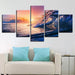 Sea Waves 5 Piece HD Multi Panel Canvas Wall Art Frame - Original Frame