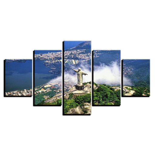 Christ the Redeemer 5 Piece HD Multi Panel Canvas Wall Art Frame - Original Frame