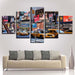 American Bustling City 5 Piece HD Multi Panel Canvas Wall Art Frame - Original Frame