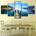 Blue Sky Bridge 5 Piece HD Multi Panel Canvas Wall Art Frame - Original Frame