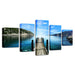 Blue Sky Bridge 5 Piece HD Multi Panel Canvas Wall Art Frame - Original Frame