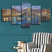 City Venice Bridge 5 Piece HD Multi Panel Canvas Wall Art Frame - Original Frame