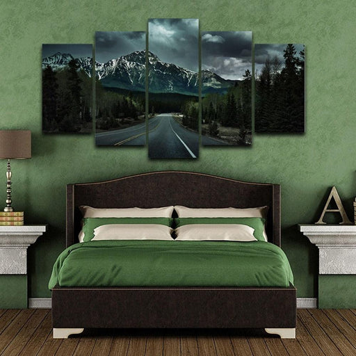 Highway Road 5 Piece HD Multi Panel Canvas Wall Art Frame - Original Frame