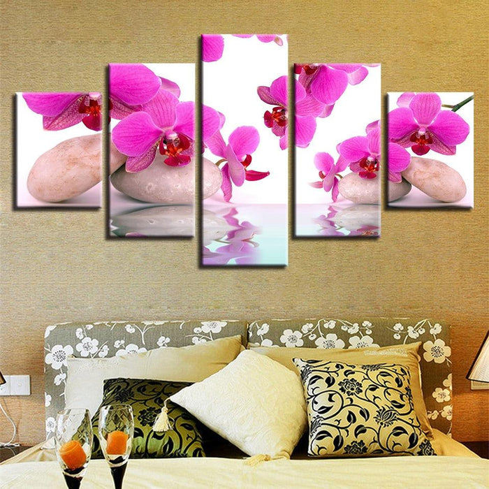 Moth Orchids 5 Piece HD Multi Panel Canvas Wall Art Frame - Original Frame