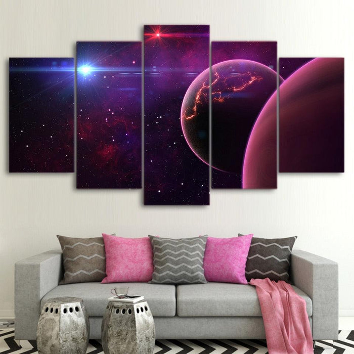 Cosmos Space 5 Piece HD Multi Panel Canvas Wall Art Frame