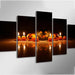 Halloween Carved Pumpkin 5 Piece HD Multi Panel Canvas Wall Art Frame - Original Frame