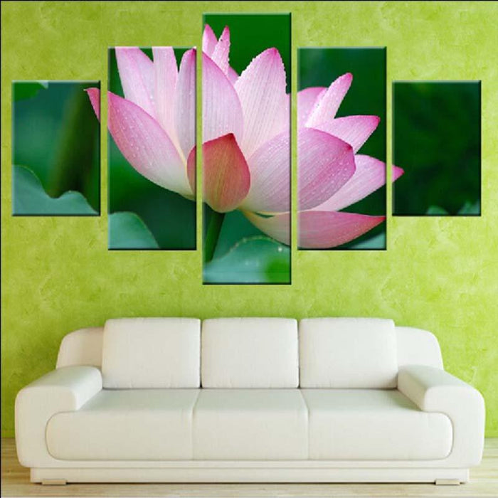 Enchanting Lotus 5 Piece HD Multi Panel Canvas Wall Art Frame