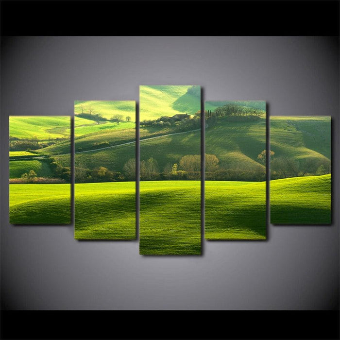 Trees Sunshine Landscape 5 Piece HD Multi Panel Canvas Wall Art - Original Frame