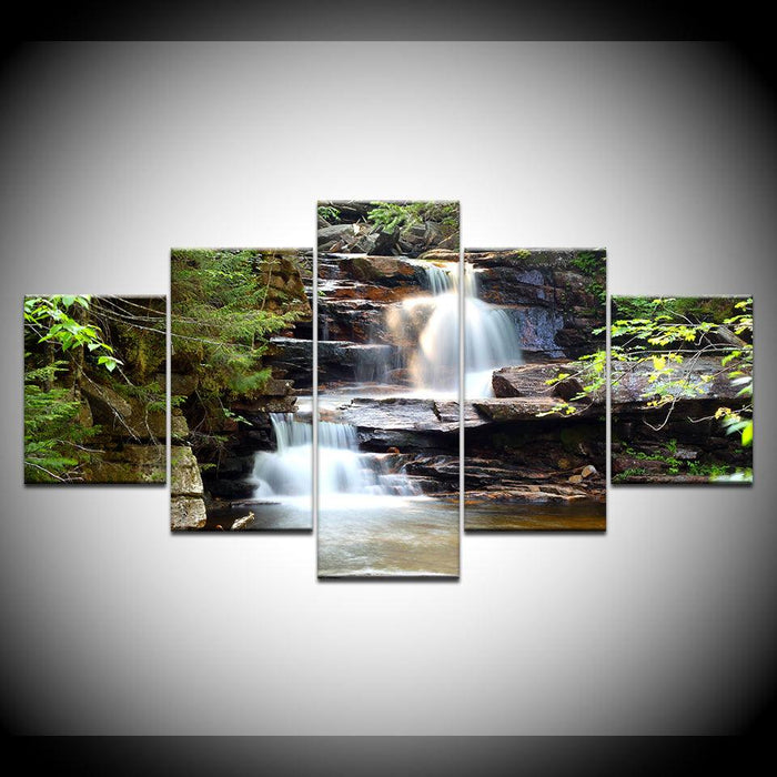 Beautiful Waterfall 5 Piece HD Multi Panel Canvas Wall Art Frame - Original Frame