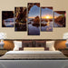 Sun Shines On The Water 5 Piece HD Multi Panel Canvas Wall Art Frame - Original Frame