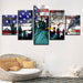 American Flag Statue Of Liberty 5 Piece HD Multi Panel Canvas Wall Art Frame - Original Frame