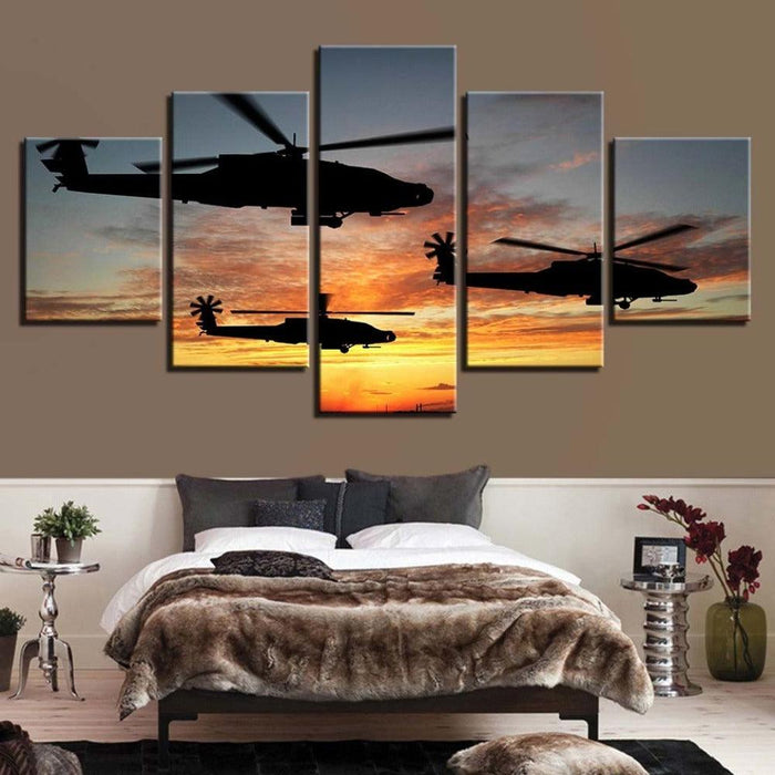 Helicopters In Action HD Printed Frame Modular Canvas Picture - Original Frame