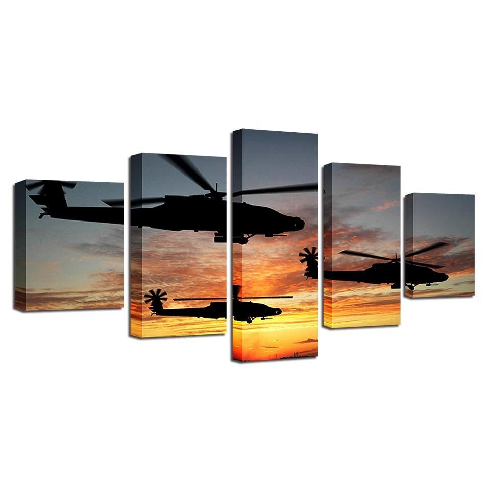 Helicopters In Action HD Printed Frame Modular Canvas Picture - Original Frame