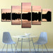 Trees Lake Sunset 5 Piece HD Multi Panel Canvas Wall Art Frame - Original Frame