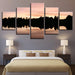 Trees Lake Sunset 5 Piece HD Multi Panel Canvas Wall Art Frame - Original Frame