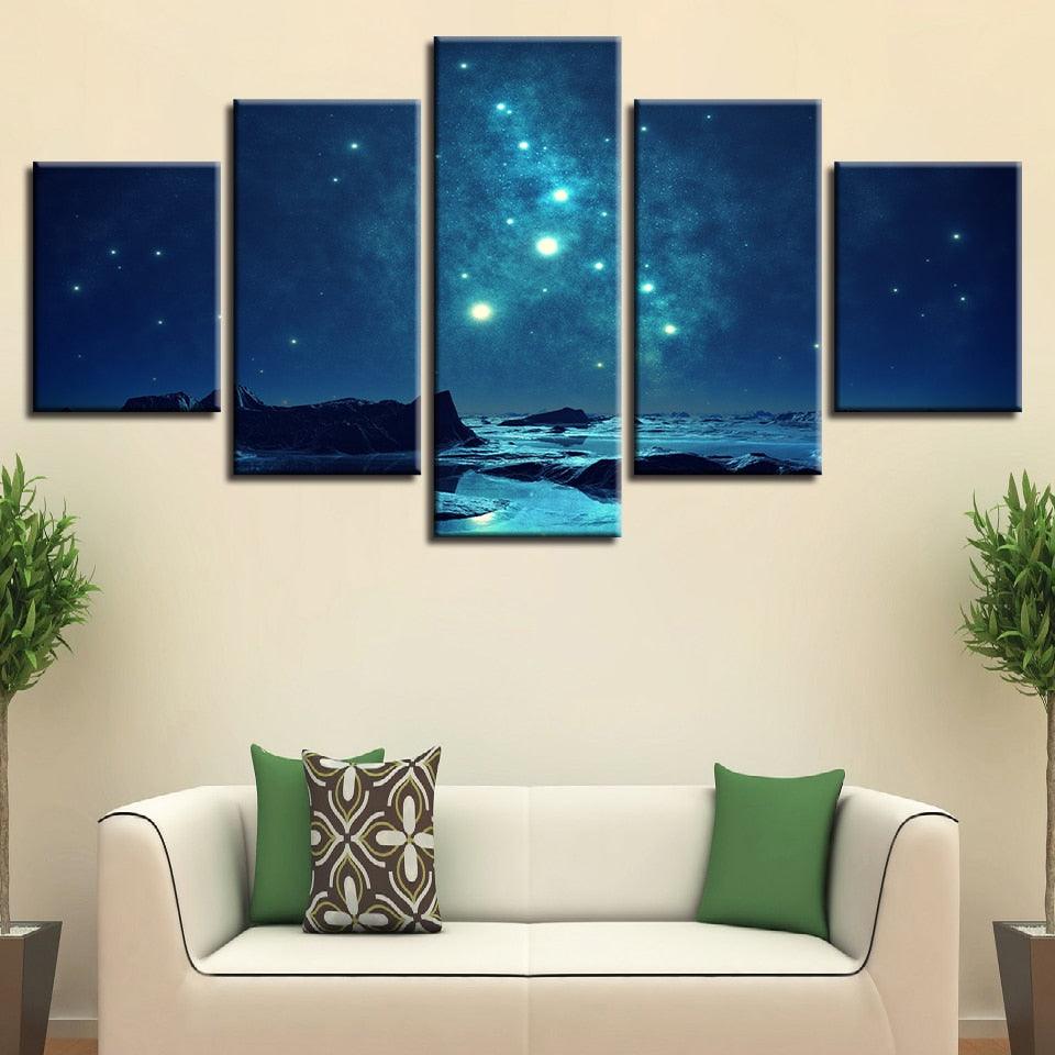 Starry Sky 5 Piece HD Multi Panel Canvas Wall Art Frame - Original Frame