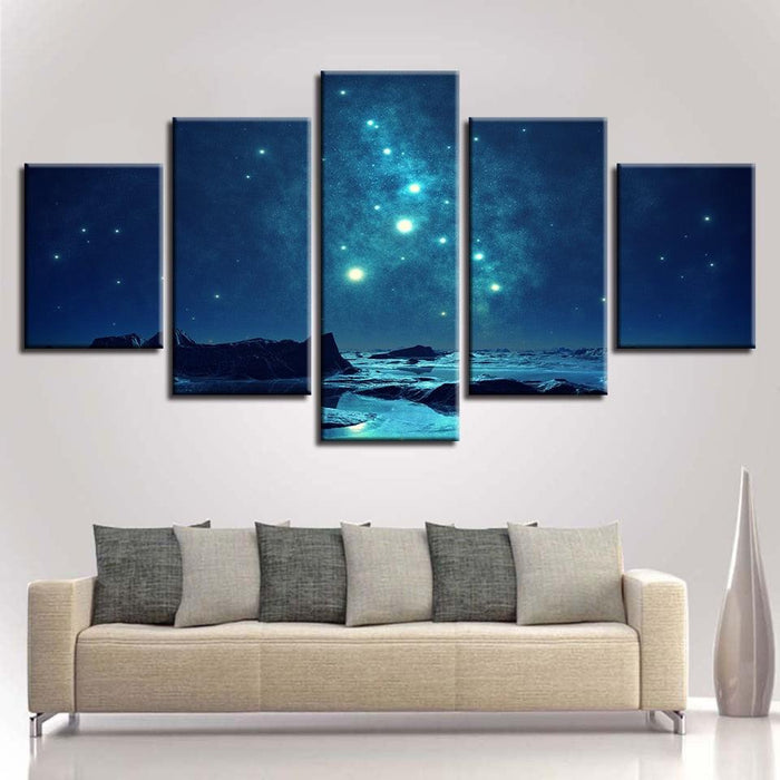 Starry Sky 5 Piece HD Multi Panel Canvas Wall Art Frame