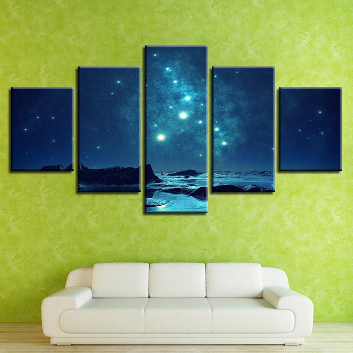 Starry Sky 5 Piece HD Multi Panel Canvas Wall Art Frame