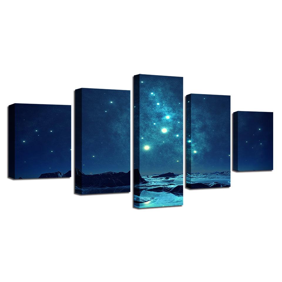 Starry Sky 5 Piece HD Multi Panel Canvas Wall Art Frame - Original Frame