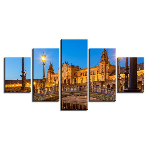 Spanish Buildings 5 Piece HD Multi Panel Canvas Wall Art Frame - Original Frame